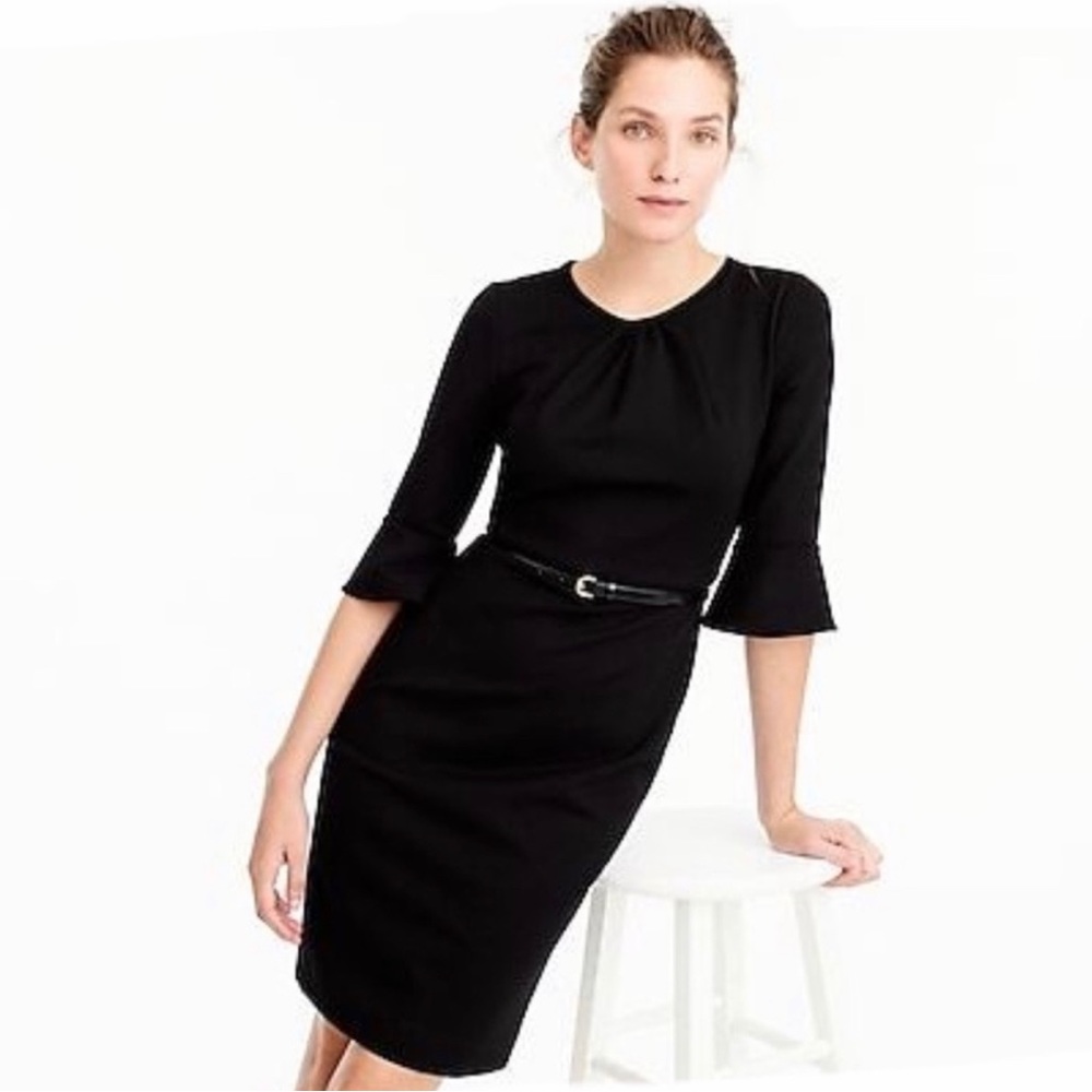 J Crew Flounce Sleeve Dresses In Black and Burgundy (00P)